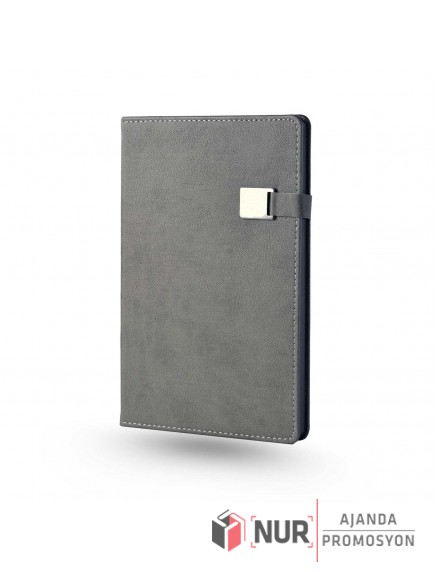İZNİK - Metal Tokalı Tarihsiz Termo Deri Kapaklı 13x21 cm Promosyon Defter